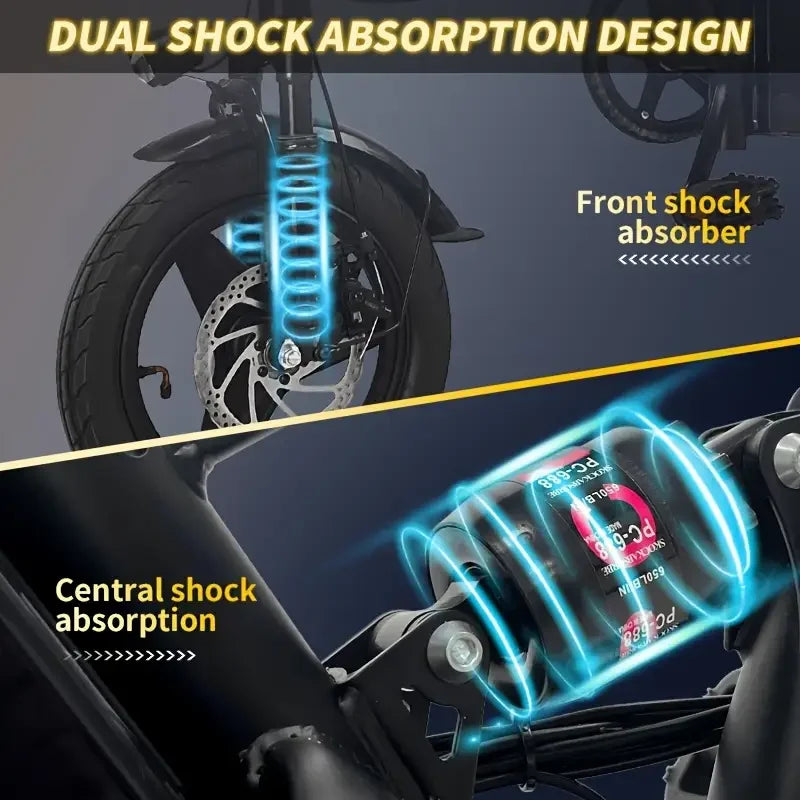 400W Peak Folding E Bike for Adults 19.5 MPH 19 Mile Range