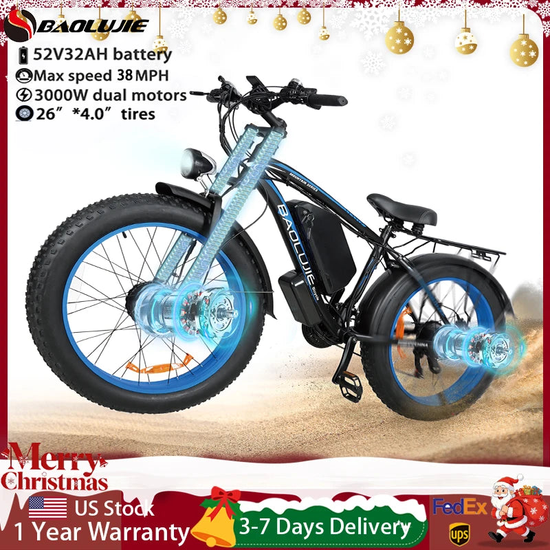Baolujie Peak Dual Motor Electric Bike 48V Battery