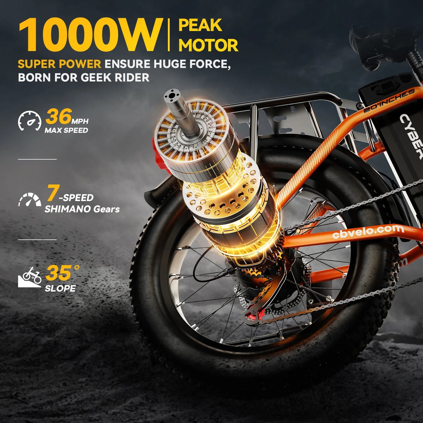 Cybervelo EK4 Electric Bicycle 48V 20.8Ah Long Range Off Road Foldable
