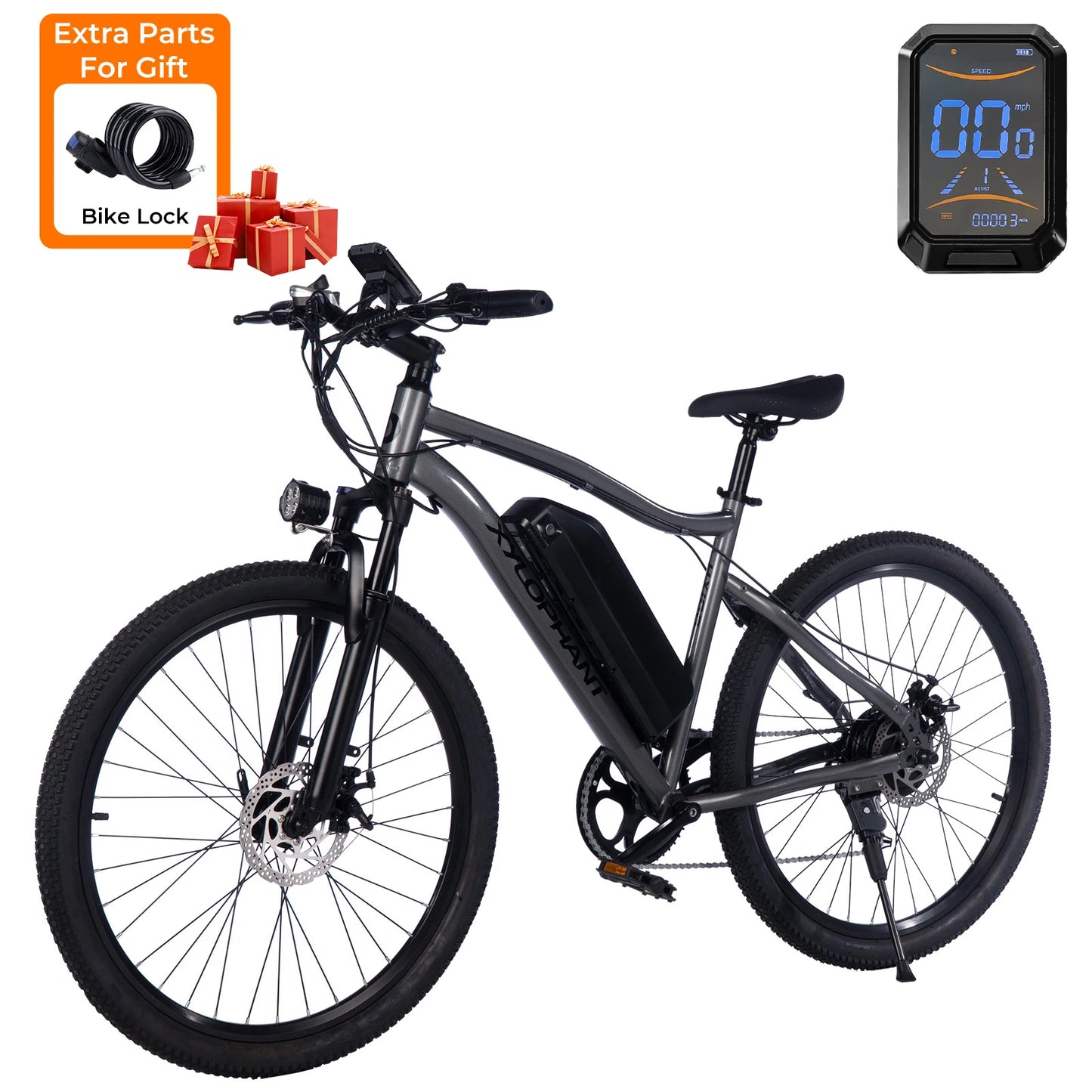 26 Inch Electric Mountain Bike 750W Front Suspension Lcd Display For Adult