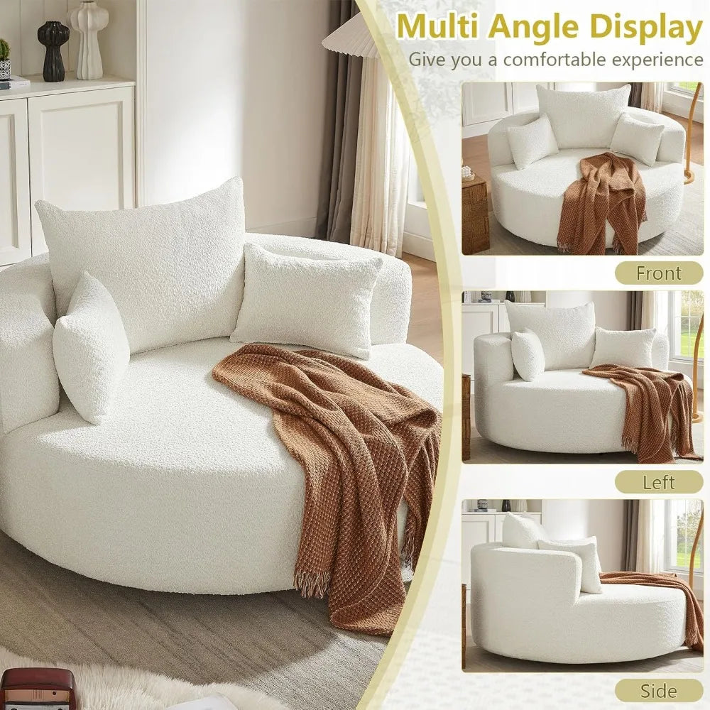 55 Inch Oversized Round Swivel Chaise Lounge Chair - Antland Marketplace
