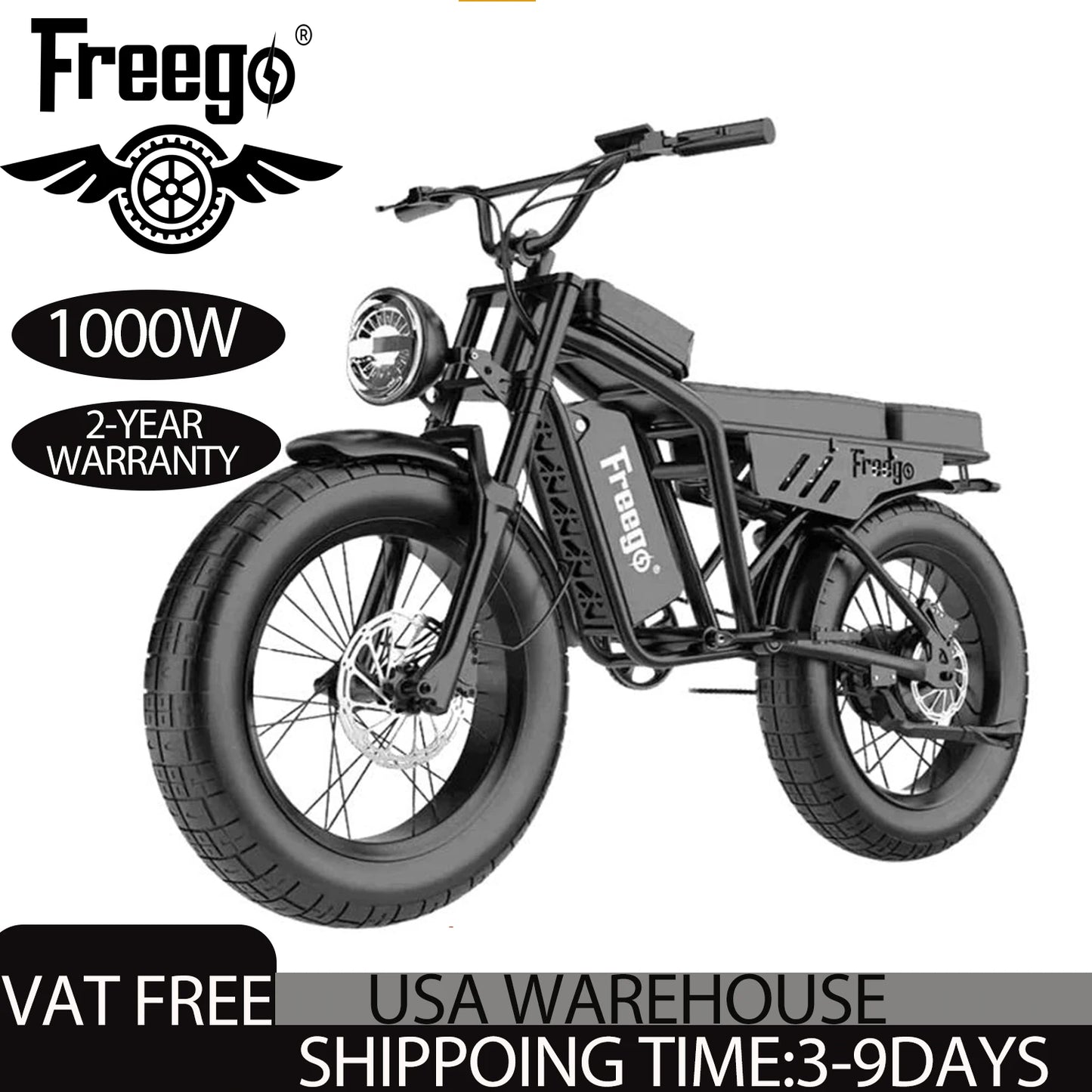 Freego F0 Fat Tire Electric Bike 20 Inch Mountain E Bike 500W