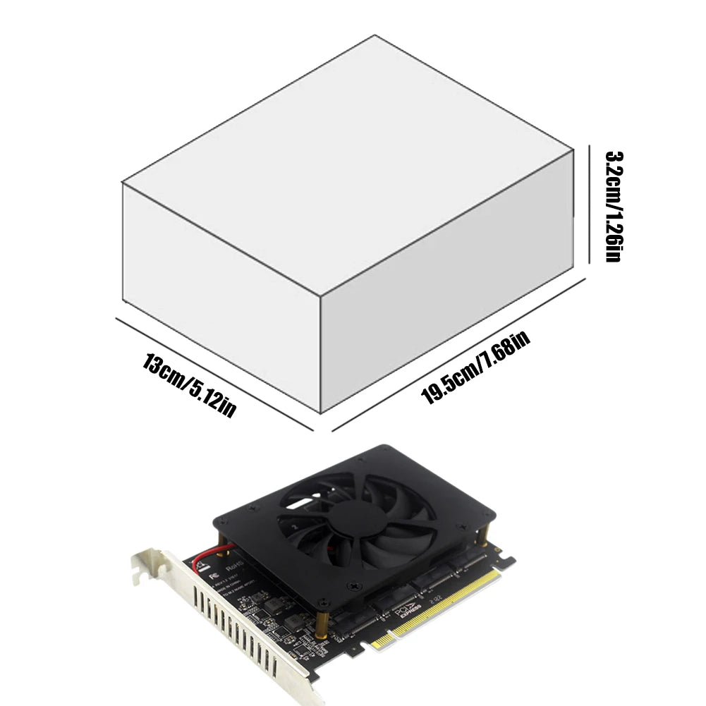 4 Disk PCIe Splitter Card With Heat Sink NVMe M2 SSD RAID