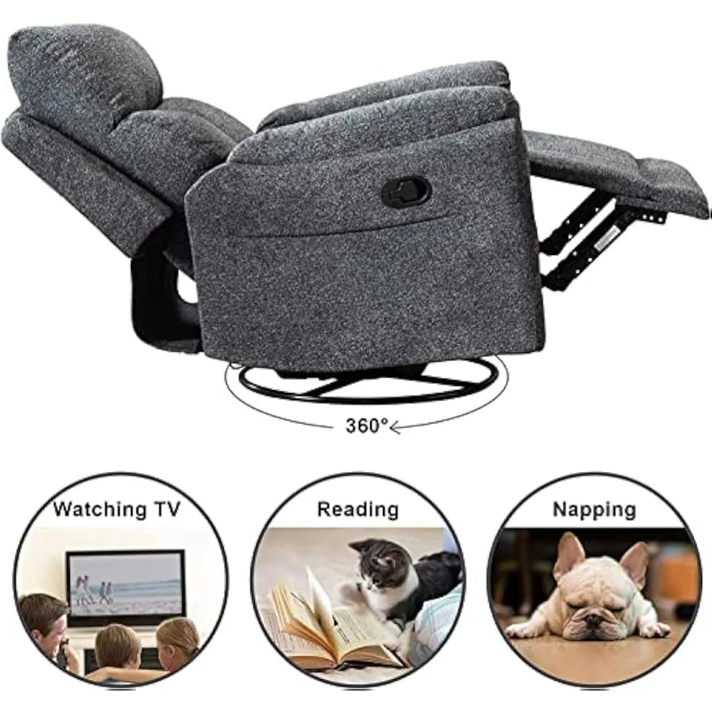 Manual Fabric Glider Nursery Recliner Chair in Dark Gray - Antland Marketplace