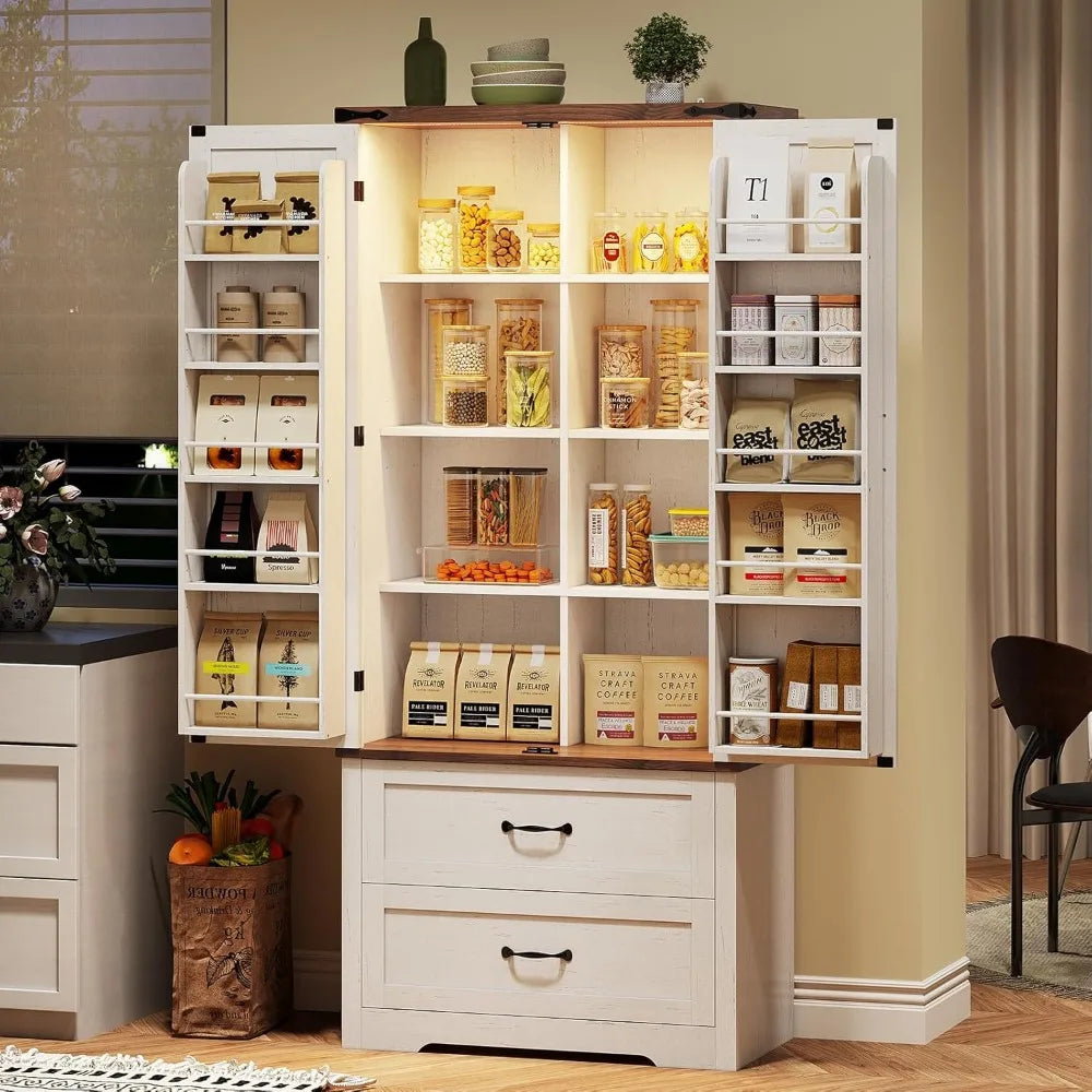 Modern Farmhouse Kitchen Storage Cabinet With Barn Doors