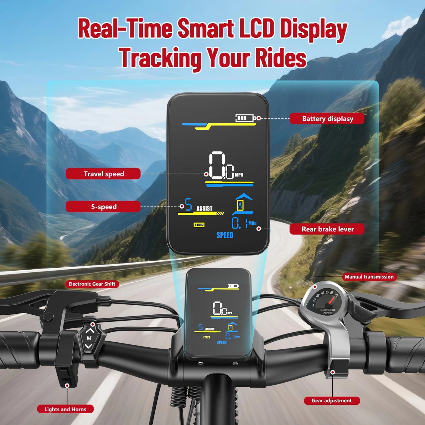 26 Inch Electric Bike For Adults 1000W Peak Motor 25MPH Commuter Ebike
