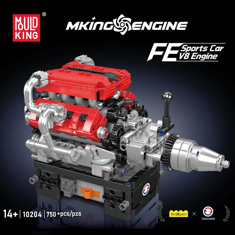 Mould King 10204 Racing Car V8 Engine Building Block Set