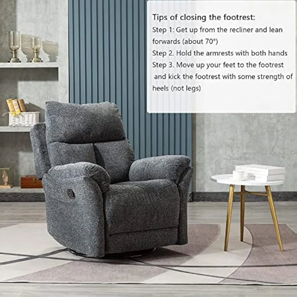 Manual Fabric Glider Nursery Recliner Chair in Dark Gray - Antland Marketplace