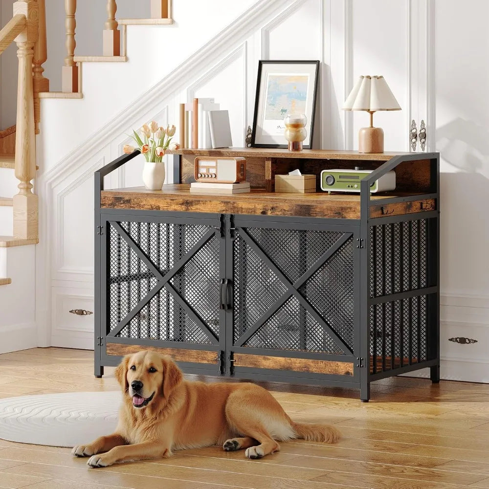 Masterpiece Large Dog Crate Furniture with LED Light - Antland Marketplace