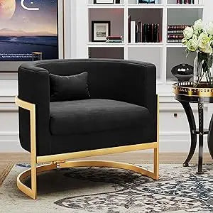 Velvet Barrel Chair With Gold Legs Modern Armchair