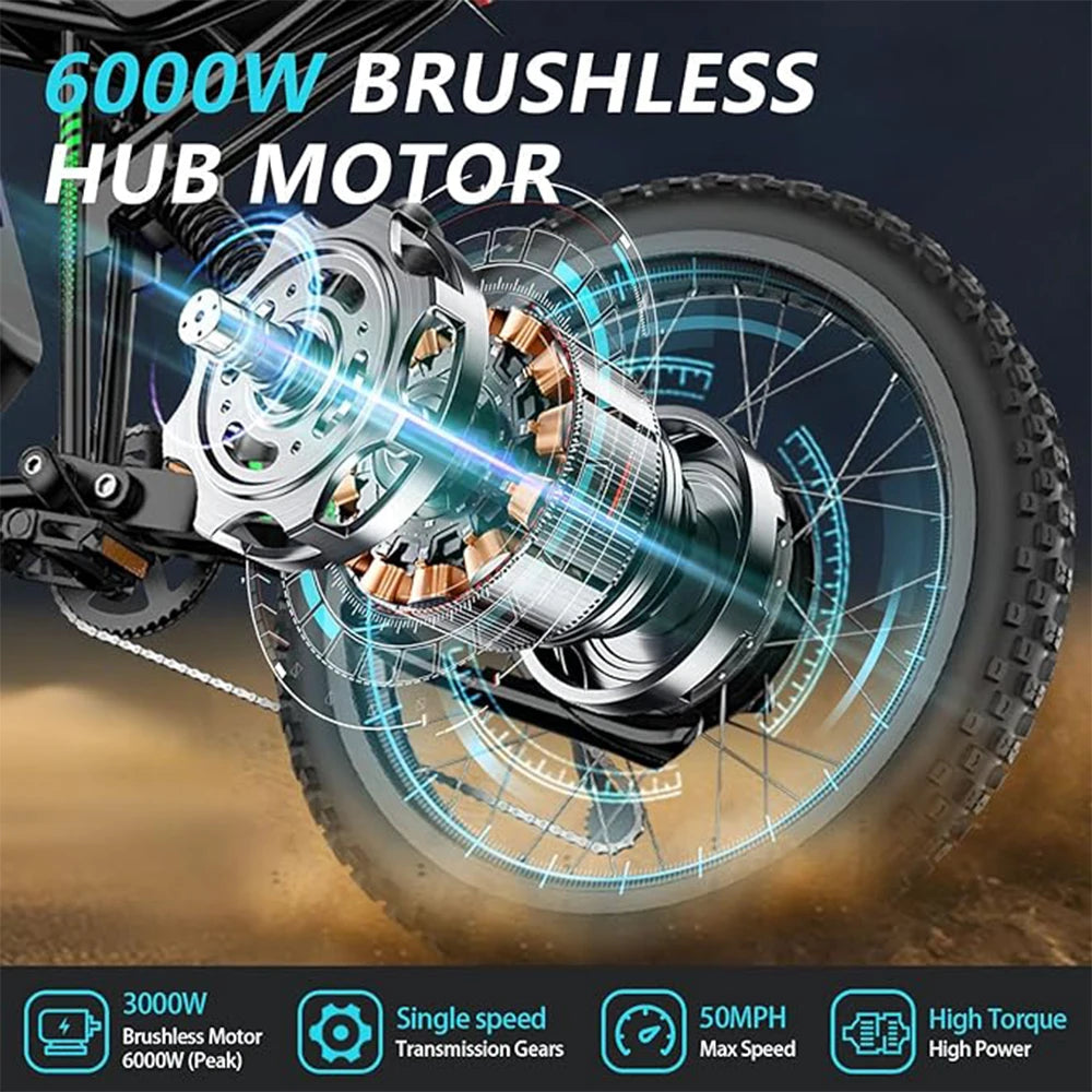 6000W Electric Dirt Bike R3 60V 25Ah Dual Hydraulic Brakes
