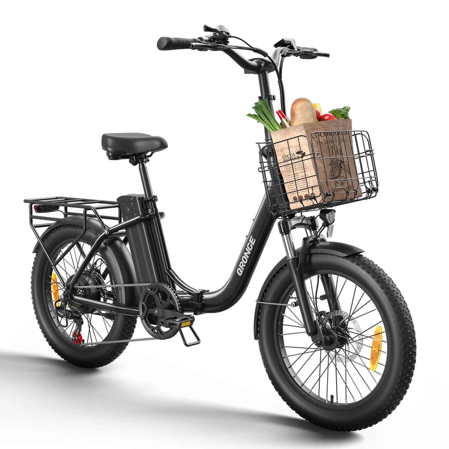 QRONGE 1000W Peak Folding Electric Bike With 486Wh Battery 70 Miles Range