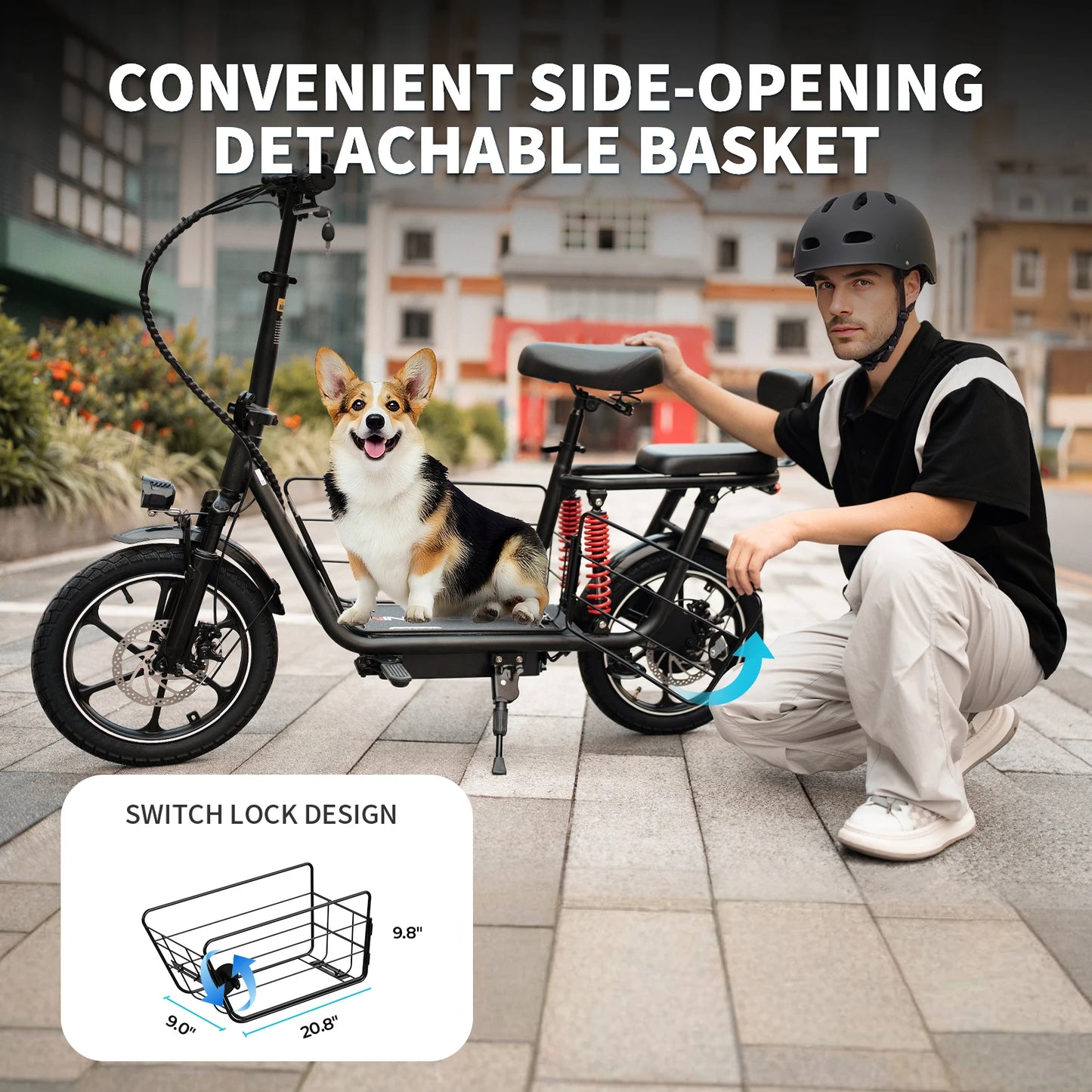 500W Peak Electric Scooter 14 Inch Wheel With Dual Brakes