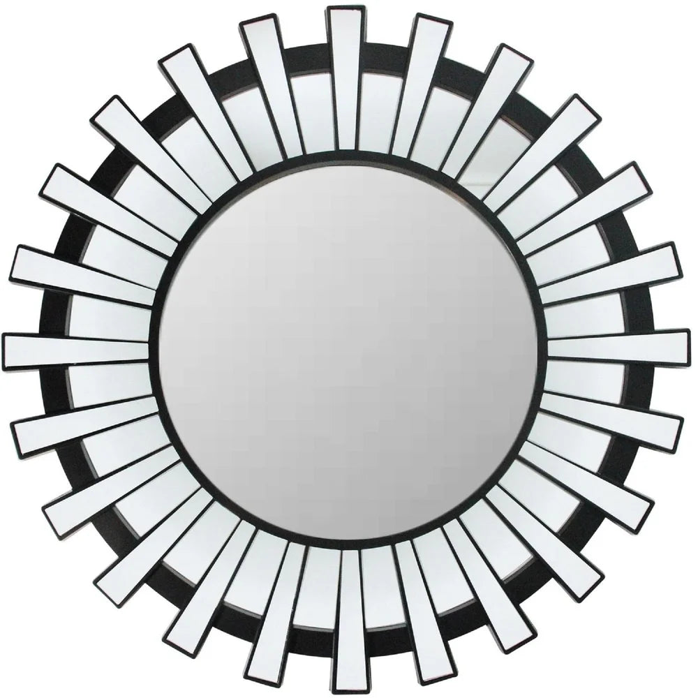 Black Sunburst Round Wall Mirror 25.5 Inch Decor Accent