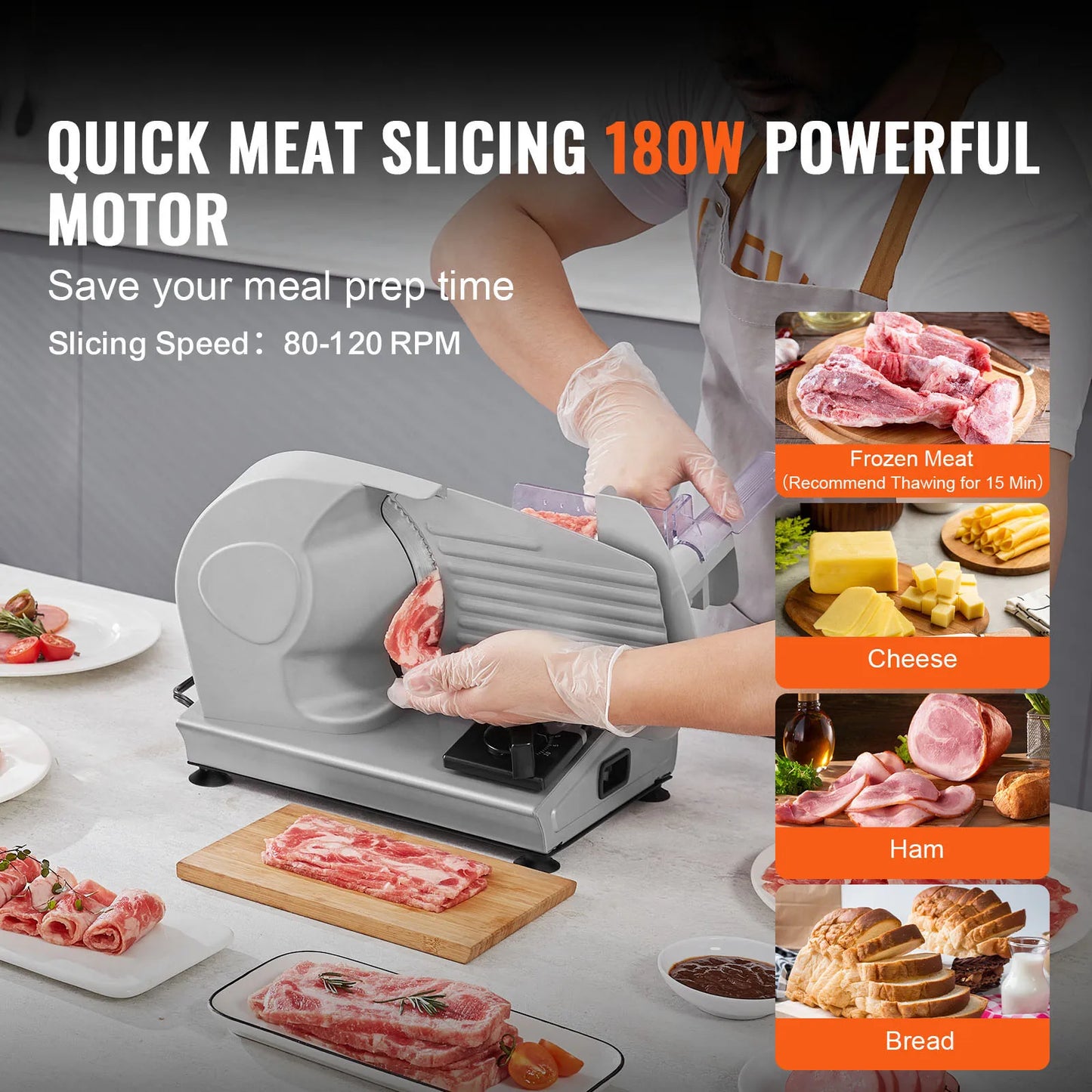 SucceBuy Electric Meat Slicer Deli Cutter SUS420 Stainless