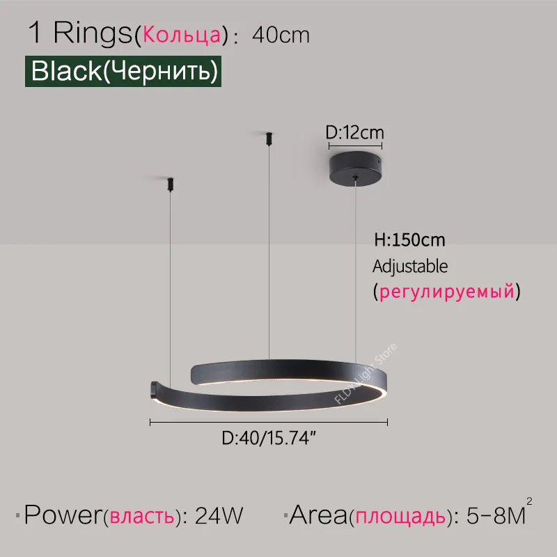 Ceiling chandelier Pendant light Chandeliers for dining room LED Bedroom living room nordic home decor Modern Round ring lamps - Antland Marketplace