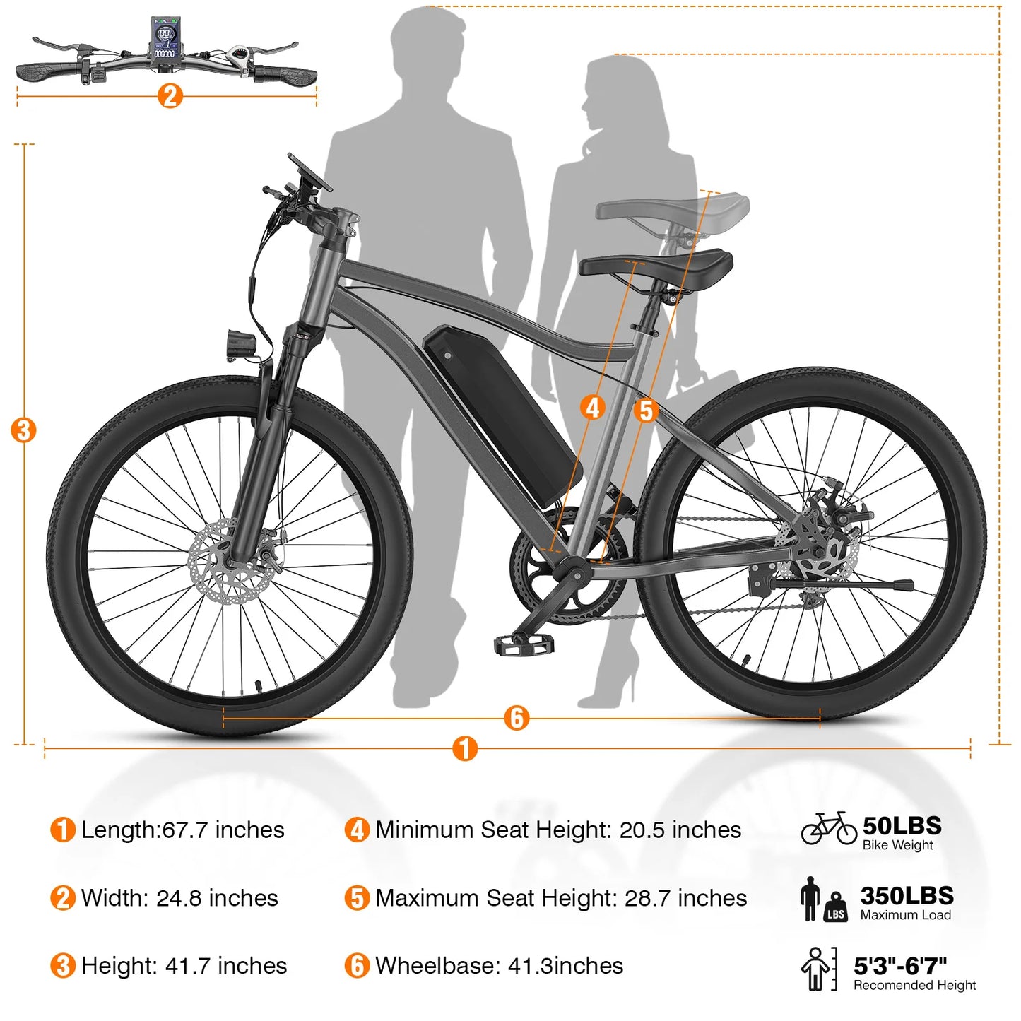 Terrosor 720W Electric Mountain Bike 26 Inch With Removable 36V Battery