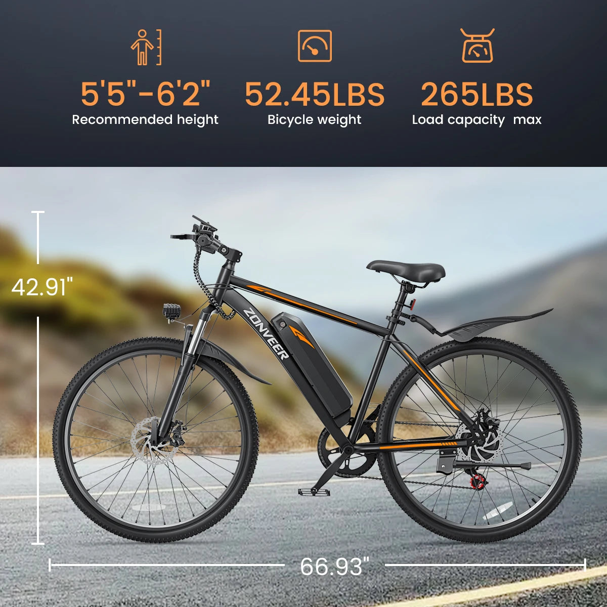 M26 Electric Bicycle 1000W Peak Motor 360Wh 26 Inch Ebike