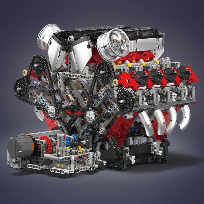 Mould King 10130 F488 Supercar V8 Engine Building Set