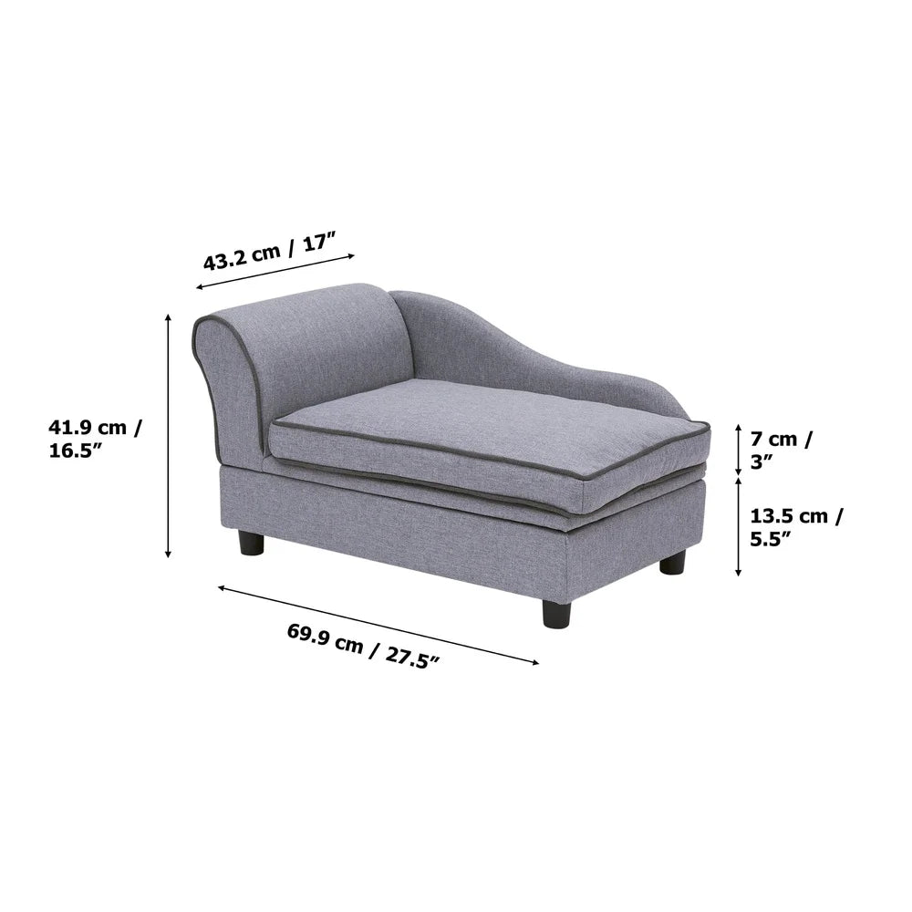 Stylish Chaise Lounge Dog Bed With Storage For Medium Dogs Cozy Upholstered Pet Furniture