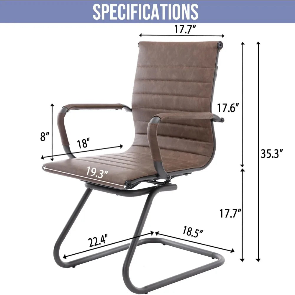 Leather Office Guest Chair With Sled Base For Waiting Room