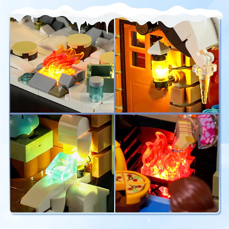 Snow Hut Christmas Ski Chalet Set With LED Model 2187 Pieces