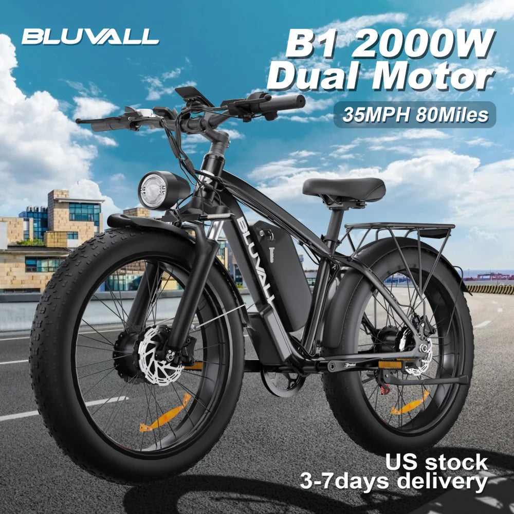 Moobelo M1 48V 2000W Dual Motor Fat Tire E Bike Front Suspension 26 Inch