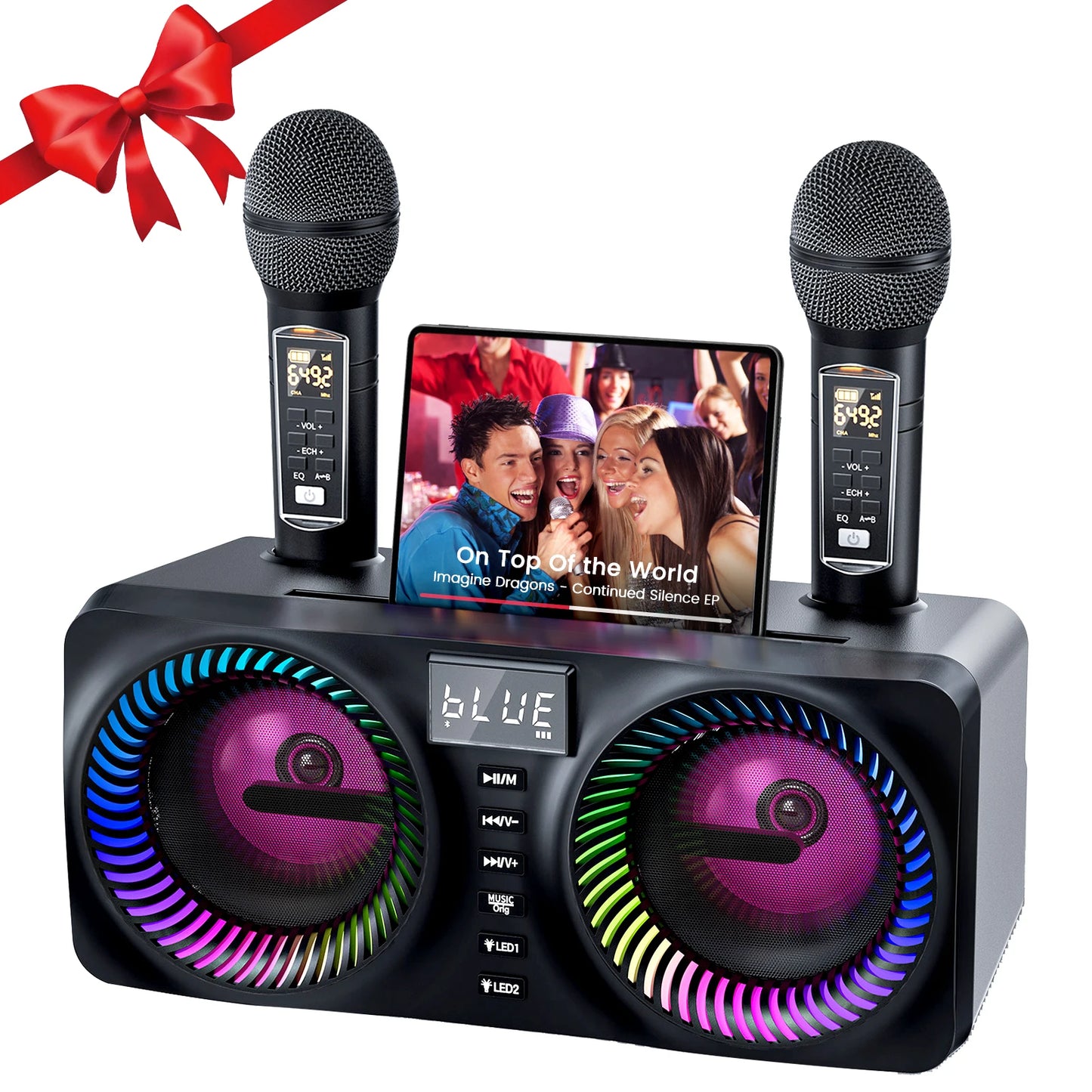 Portable Karaoke Machine with Bluetooth and Wireless Microphones - Antland Marketplace