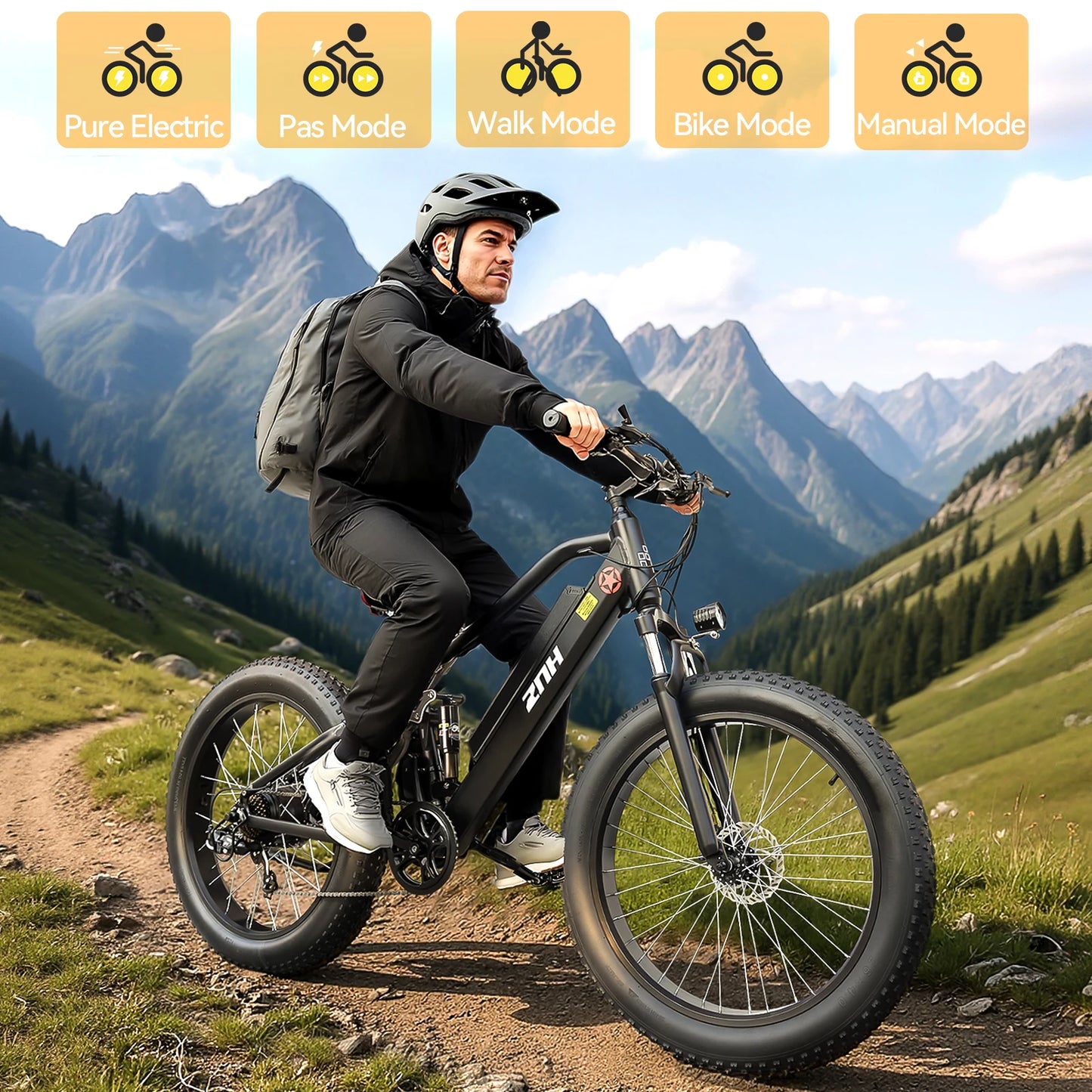 ZNH 1000W Fat Tire Electric Bike For Adults 26 MPH 48V 13Ah