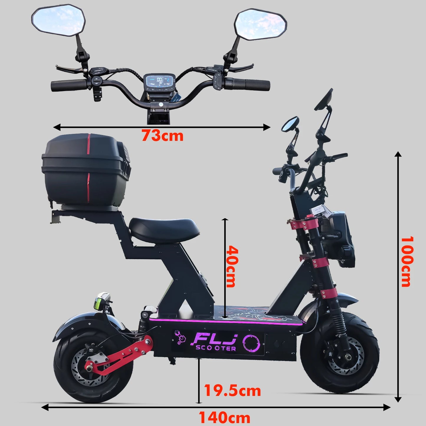 K13 Ultra 12000W Dual Motor Fat Wheel Electric Scooter 72V 100Ah Battery