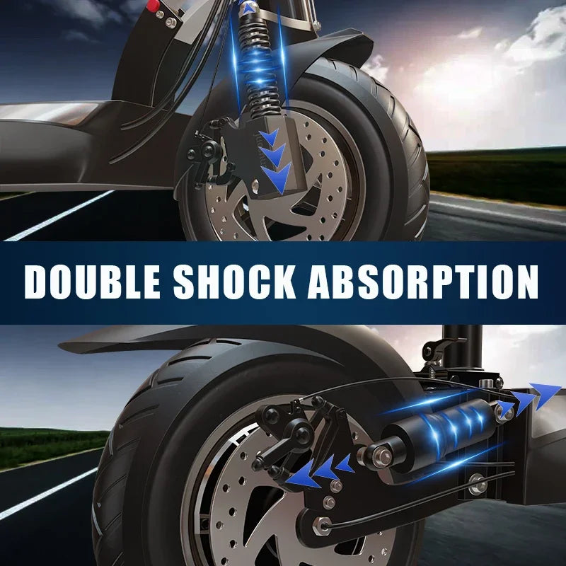 Shock Absorption Folding Electric Scooter 1200W Top Speed 45KmH