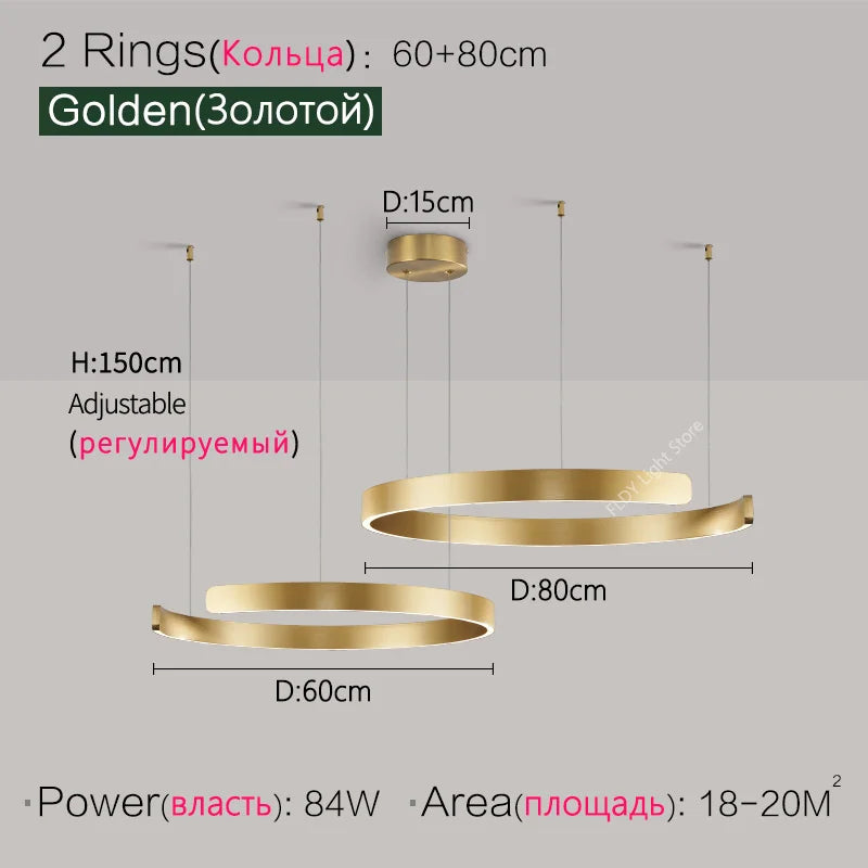 Ceiling chandelier Pendant light Chandeliers for dining room LED Bedroom living room nordic home decor Modern Round ring lamps - Antland Marketplace