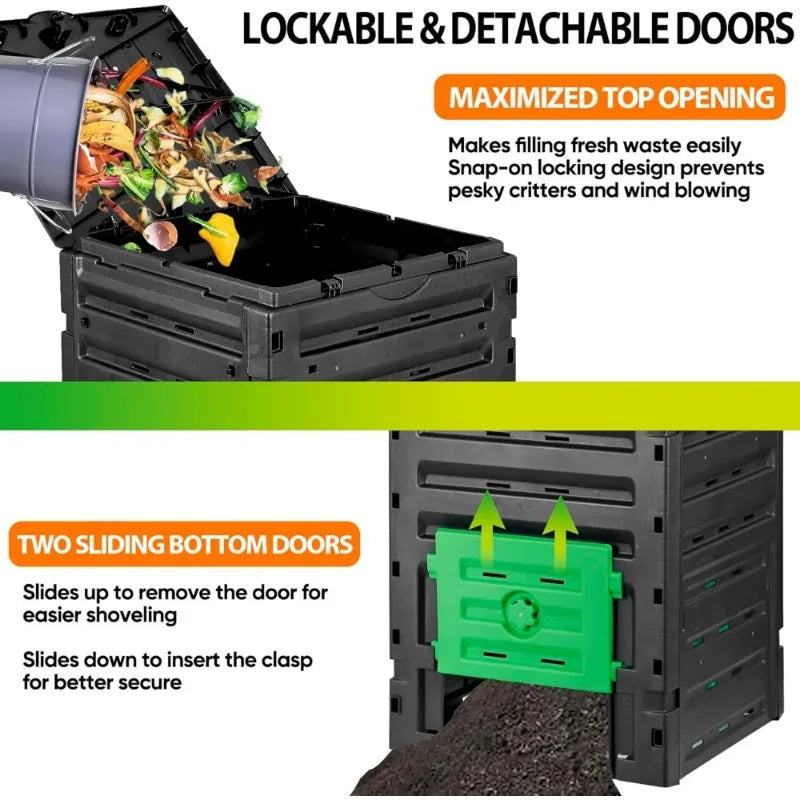 Large 120 Gallon BPA Free Garden Compost Bin Easy Assembly - Antland Marketplace