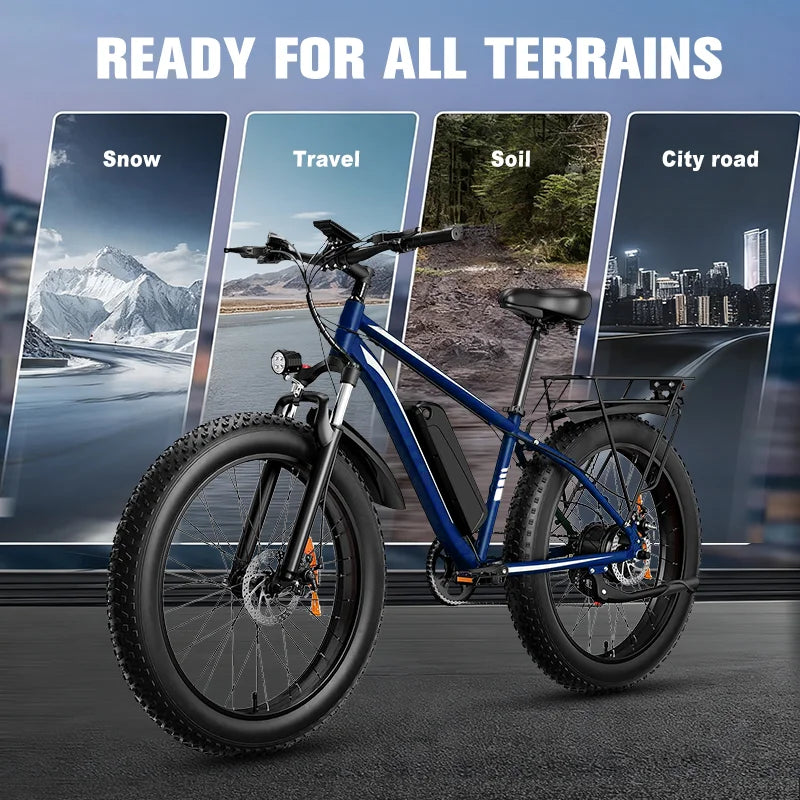 Blue 1000W Off Road E Bike With 48V 15Ah Battery For Men