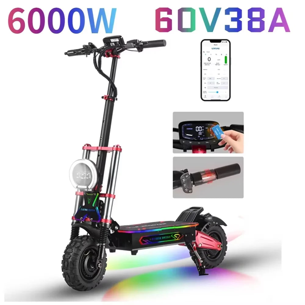 Boyueda S5 60V 2000W Off Road Electric Scooter 11 Inch Range 40 to 60km