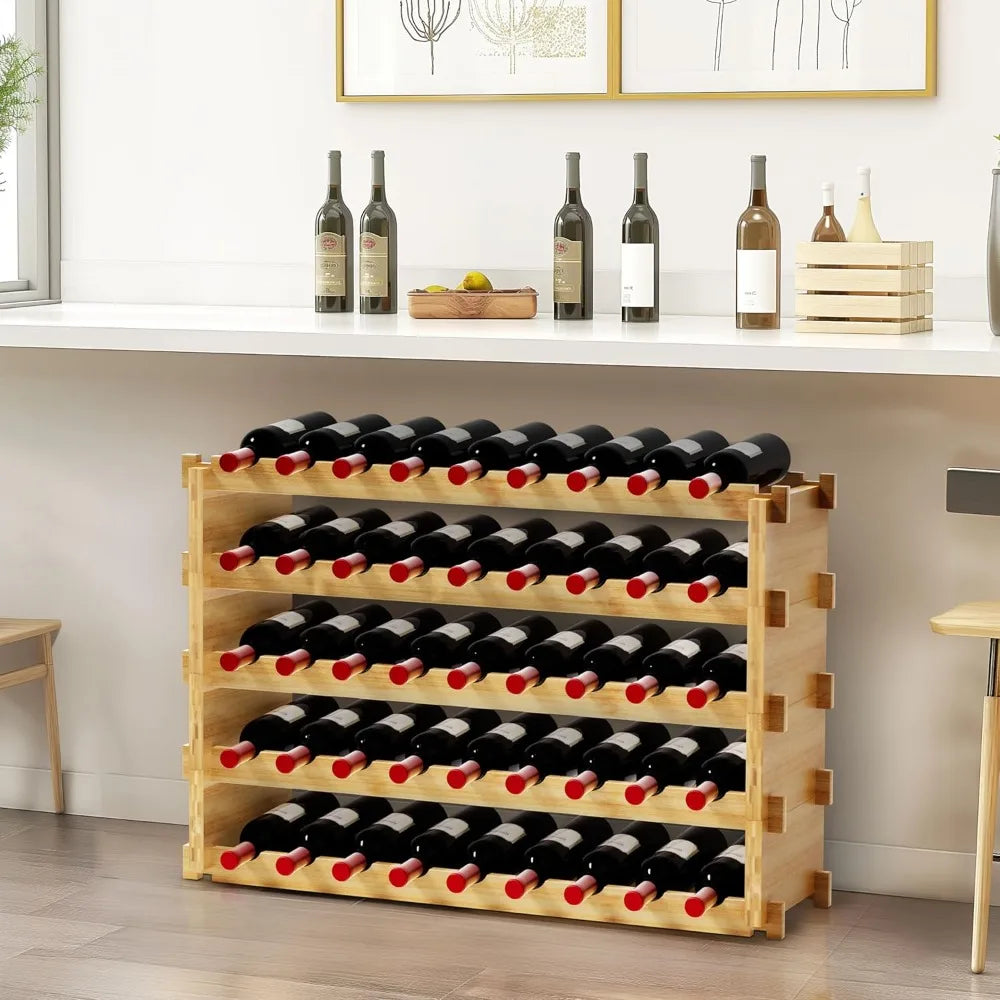 Finnhomy 45 Bottle 5 Tier Natural Bamboo Wine Rack Display