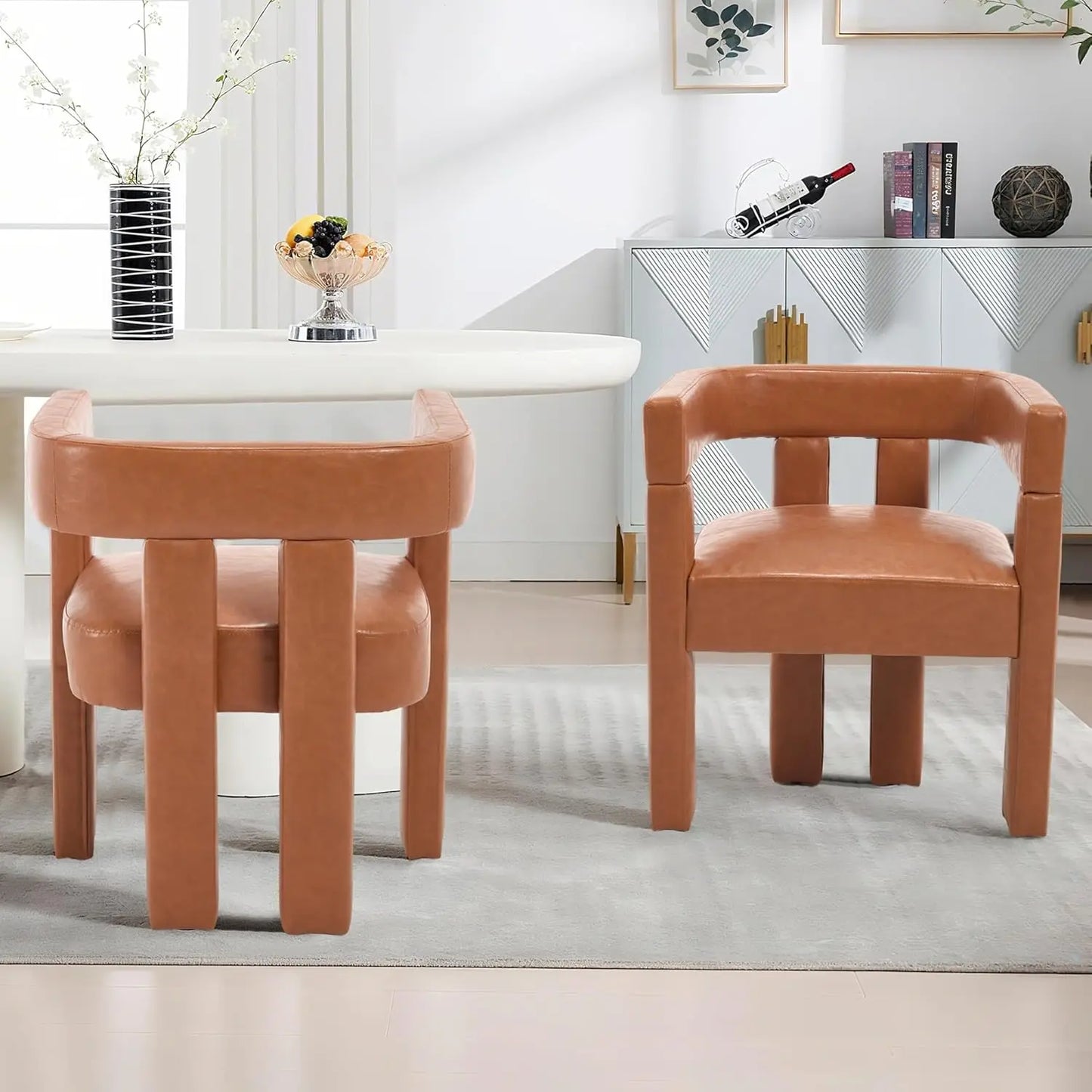 Modern Dining Chair Set Of 2 Fabric Armchairs Living Room