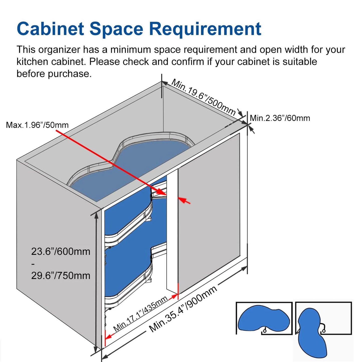 Two Tier Blind Corner Cabinet Swing Pull Out Tray Organizer