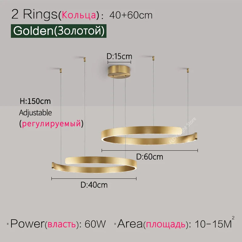 Ceiling chandelier Pendant light Chandeliers for dining room LED Bedroom living room nordic home decor Modern Round ring lamps - Antland Marketplace