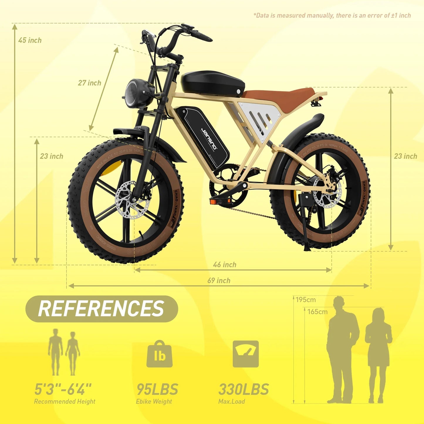 Jansno X70G 750W City E Bike Dual Battery 48V14Ah 48V20Ah Fat Tire