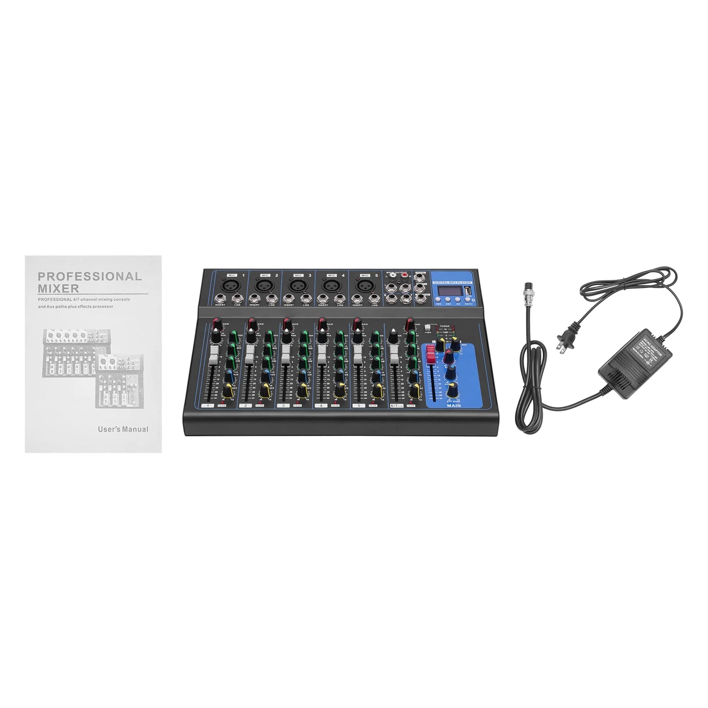 Professional 7/8 Channel Mixer with Bluetooth and USB Input