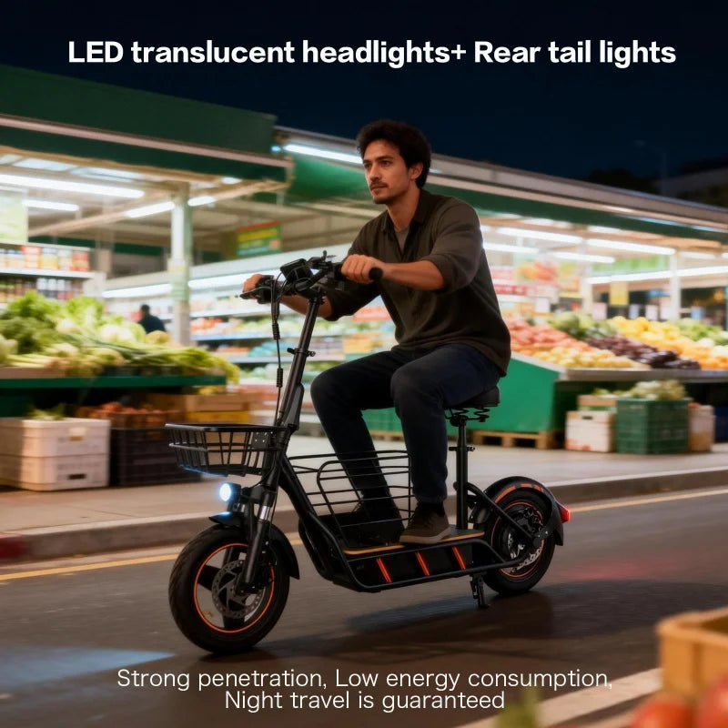 600W Electric Scooter With Seat For Adults 120Kg Load 35 Kmh Front Suspension