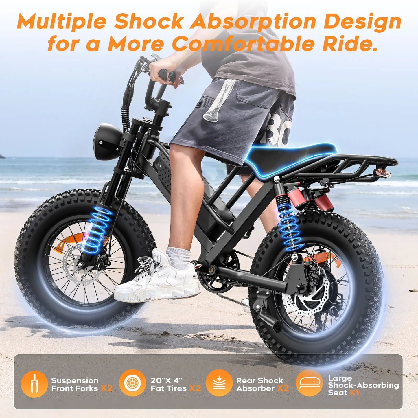 Spacewalk Mountain Electric Bike 750W Peak Motor 20 Inch Fat Tire Battery