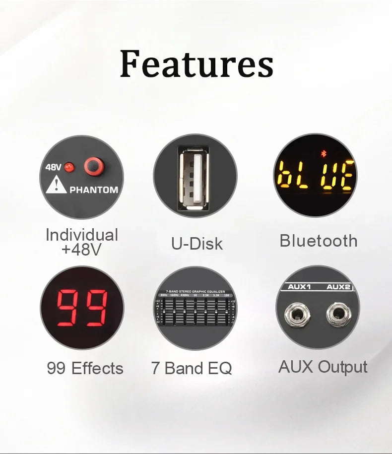 LOMEHO 7 Band EQ Audio Mixer 6 8 Channel DJ Console