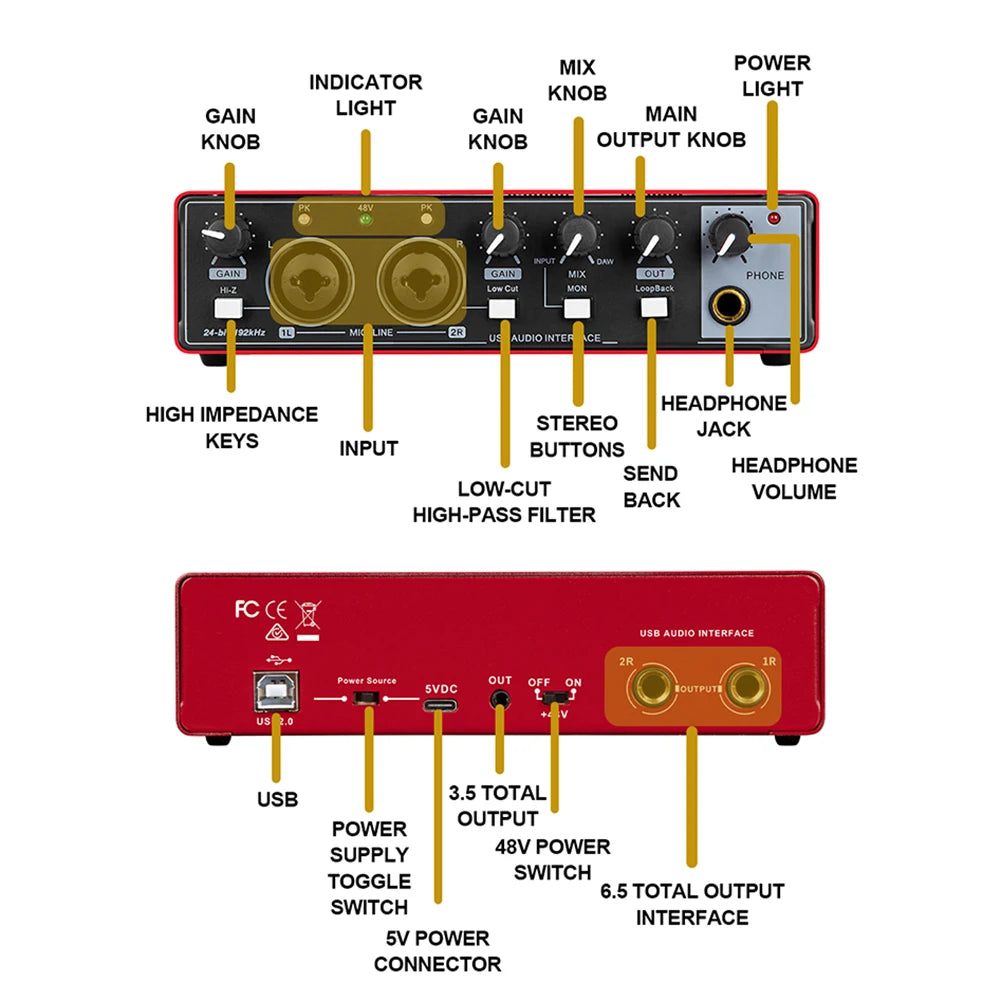 MD22 USB Audio Interface with 48V Phantom Power