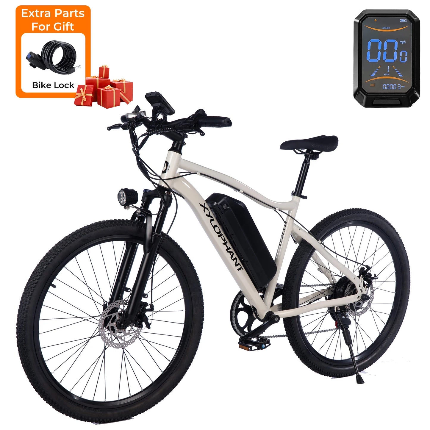 26 Inch Electric Mountain Bike 750W Front Suspension Lcd Display For Adult