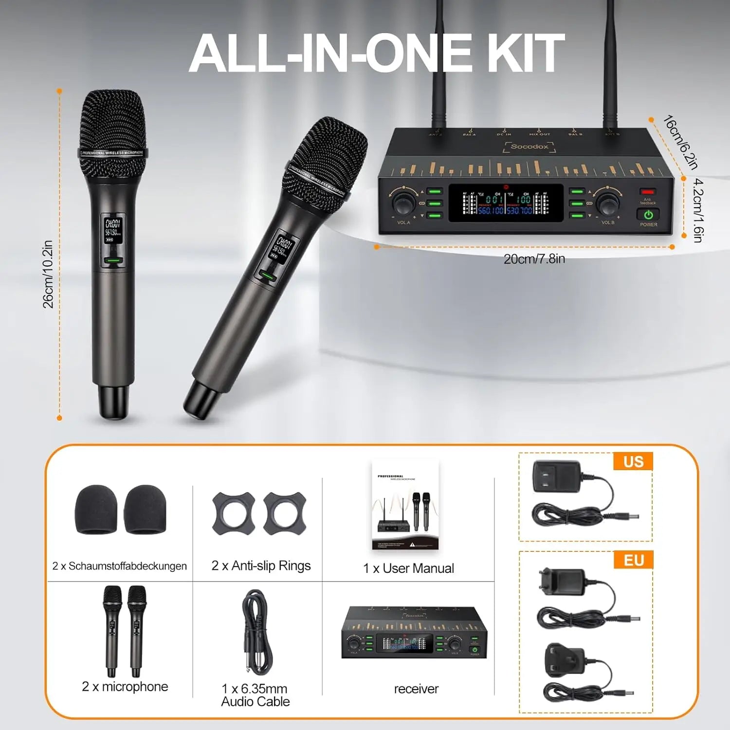 UHF Wireless Microphone System Dual Handheld Mics Set - Antland Marketplace