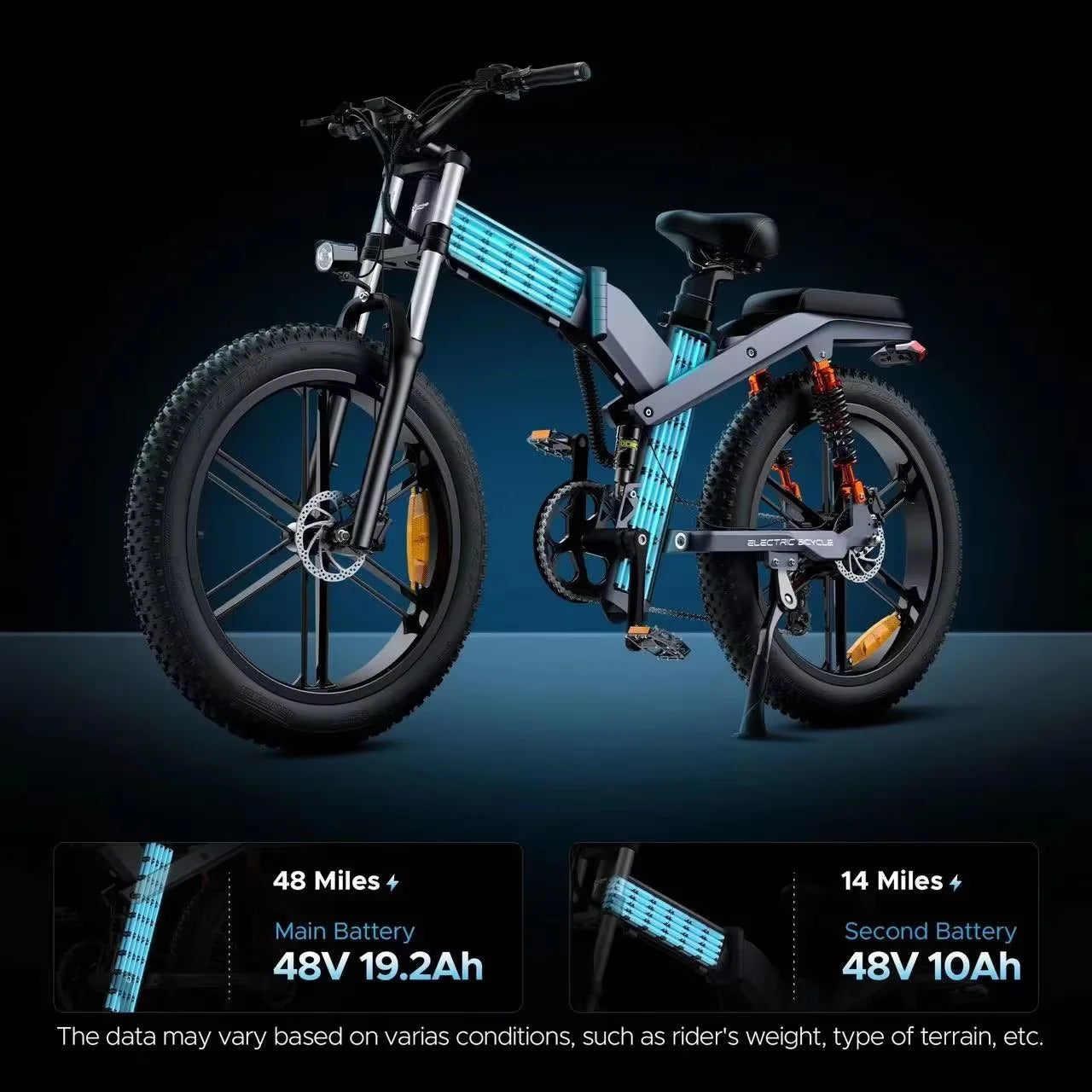 Engwe X26 Folding Electric Bike 1000W Fat Tire 26 Inch All Terrain