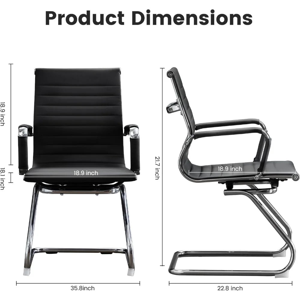 Modern Leather Office Chair Set Of 2 For Reception Rooms