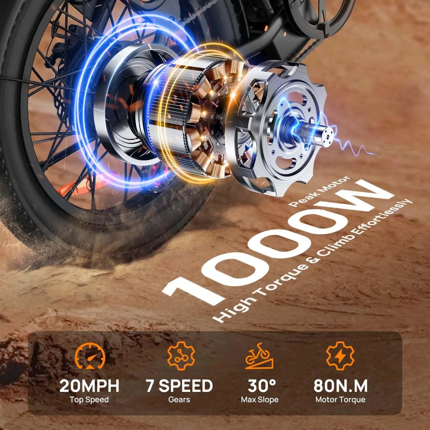 1000W E20 Fat Tire Electric Bike With Removable 48V Battery